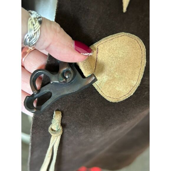 VINTAGE 60's EXCELSIOR Genuine Leather Spain Vest w Tassels Brown Tan Size Med - Picture 10 of 15